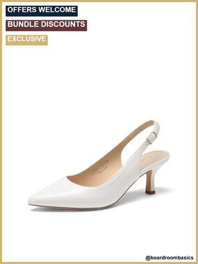 Faux Leather Kitten Heel Slingback Pumps Pointed Toe